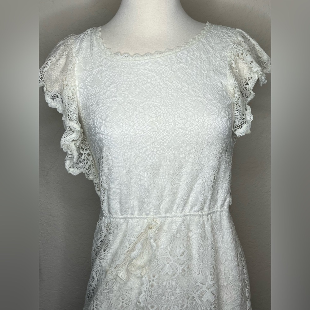 2-Hip Ivory Lace Girls Dress Size 14 Lined Ruffles Bow Formal Party Holiday Cute